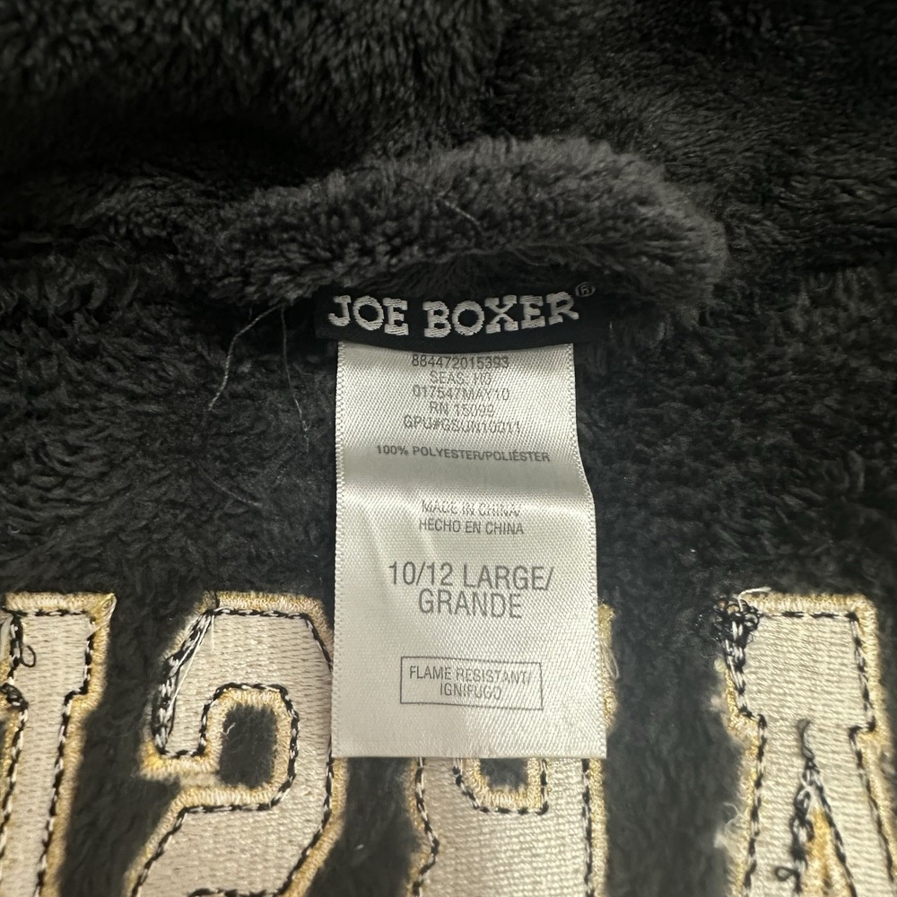 Joe Boxer Varsity Football Soft Fleece Bath Robe Youth Large 10/12 Black Pockets - Picture 6 of 8